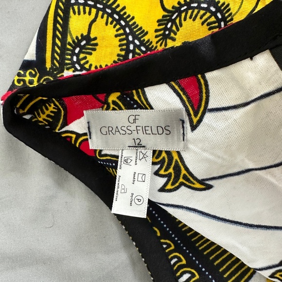 Grass-Fields Multicolor Ankara Short Sleeve Crop Top UK Size 12 (US Size 8) - Picture 3 of 3